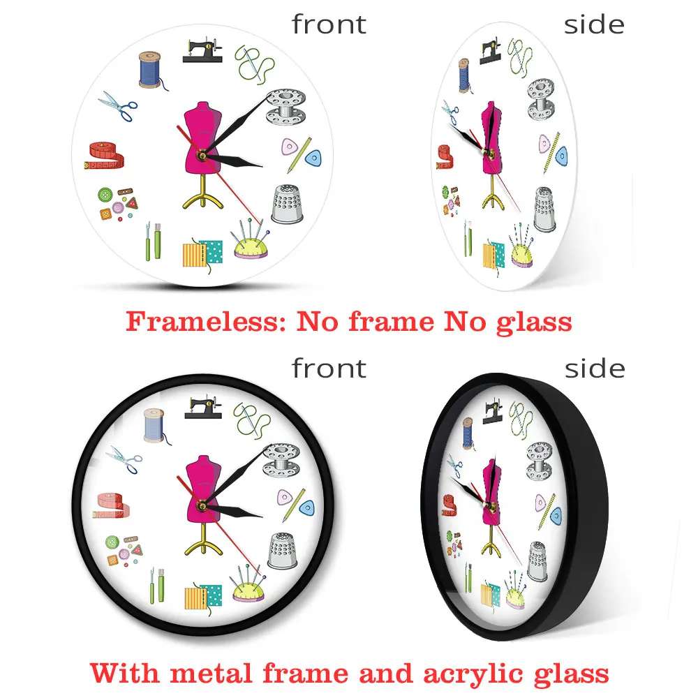 Tailor Shop Quilting and Sew Time Seamstress Modern Wall Clock Customize The Label Sewing Sign Wall Clock Personalize With Name