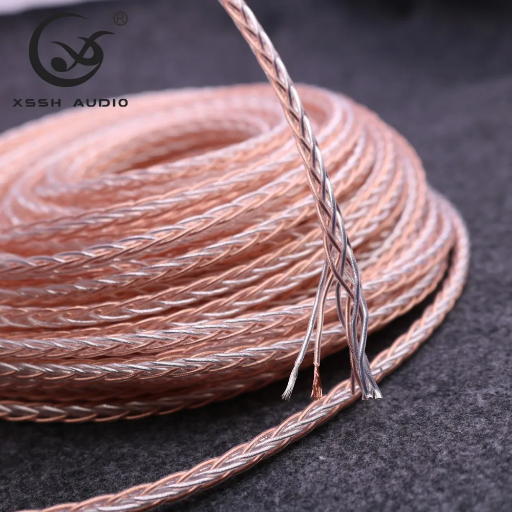 XSSH Audio DIY OCC 7n Copper Silver Mixed OFC copper conductor headphone Earphone 3 5 to 3 5 Car Aux 3 5mm Audio cable Cord