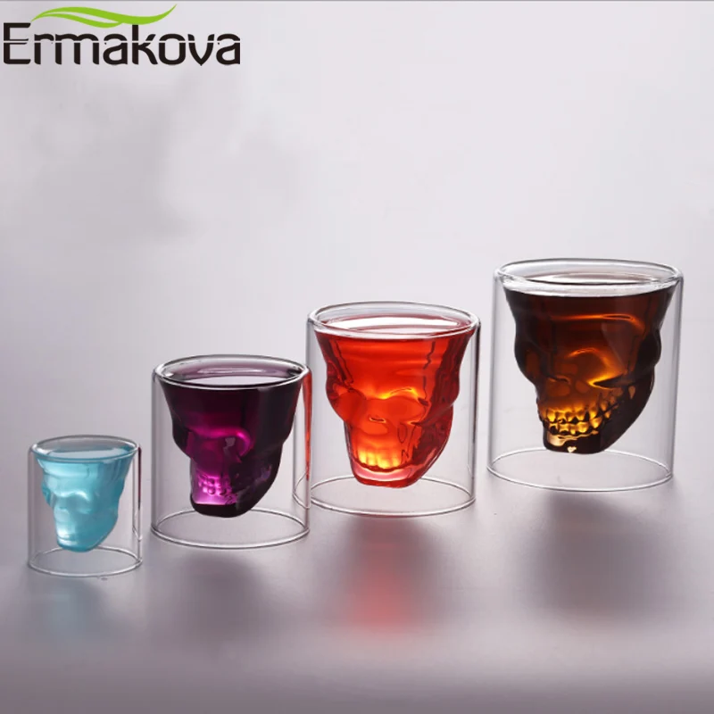 Стакан ERMAKOVA из 4 предметов с черепом стеклянный стакан для виски кружка вина