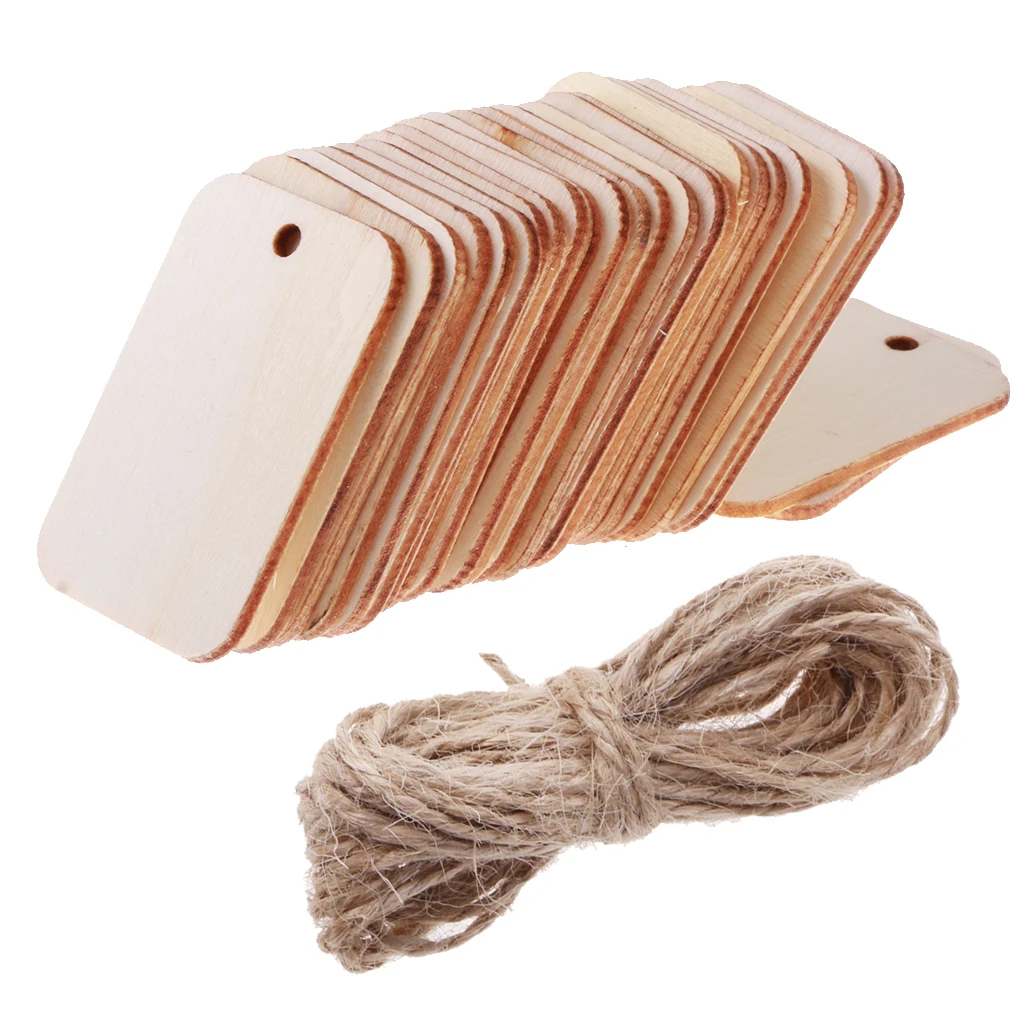 

25x Wood Gift Tags Blank Wooden Tags For Wedding Decoration DIY Craft Card Making Embellishments Scrap Booking Decoupage Sign