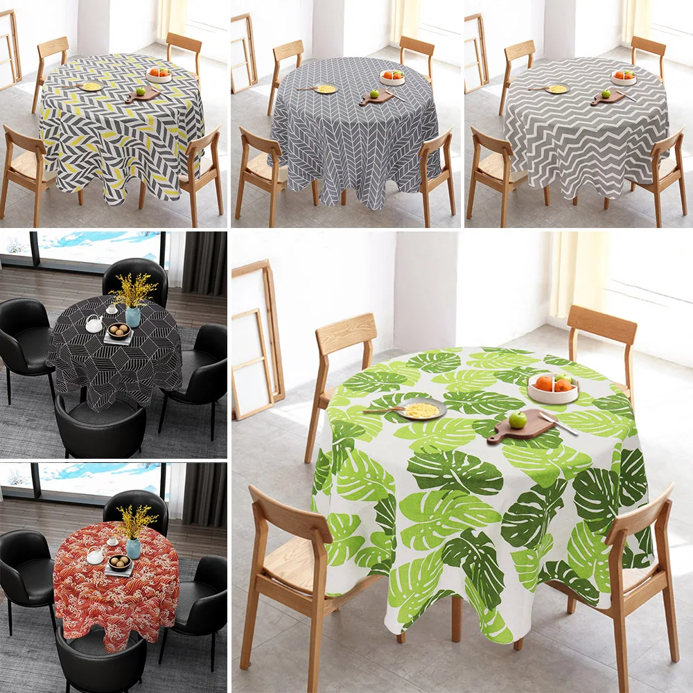 Round Table Cloth Cotton Linen Nordic Style Kitchen Tablecloth Oilproof