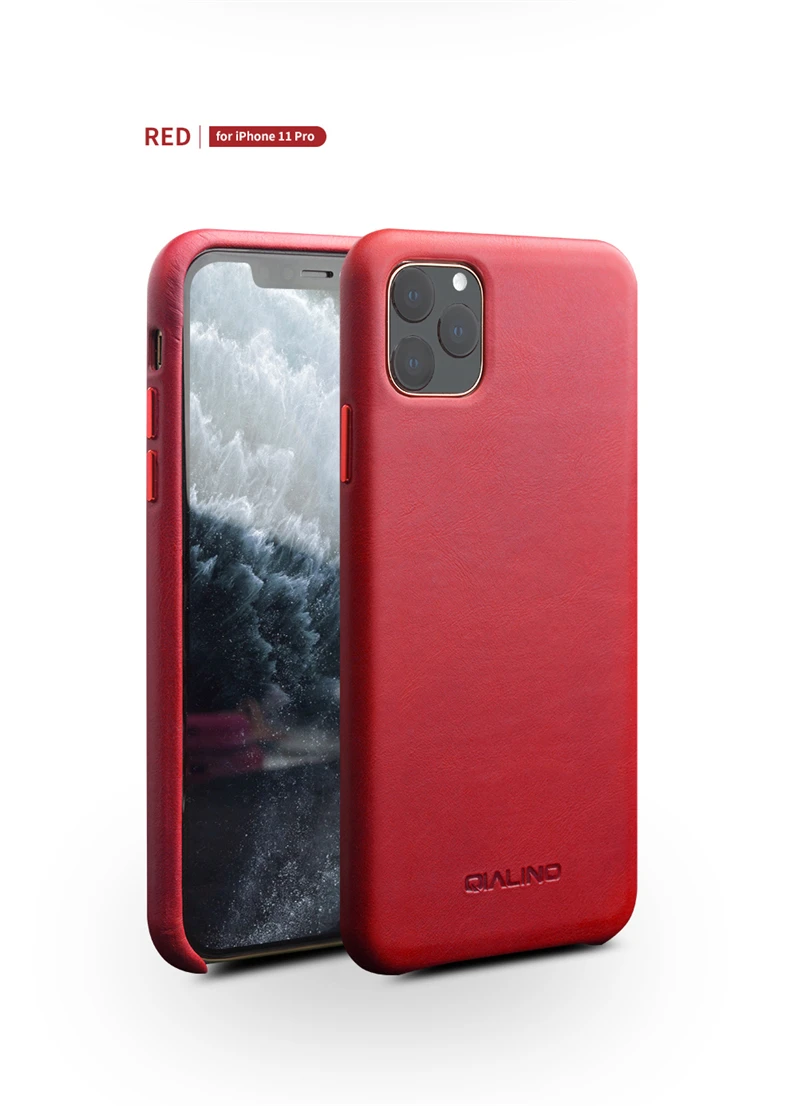 QIALINO, тонкий чехол для телефона из натуральной кожи для iPhone 11/11 Pro, модная Антидетонационная задняя крышка ручной работы для iPhone 11 Pro Max