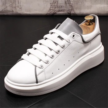 

Men Shoes Spring Autumn Casual Leather Shoes Flat Shoes Lace-up Low Top White Male Sneakers tenis masculino adulto Mens Shoes