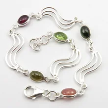 Чистого серебра турмалин браслет 8," драгоценного камня Ювелирные изделия