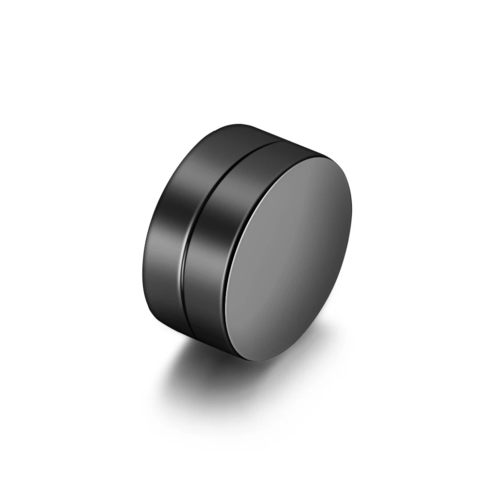 1Pc New Trendy Unisex Magnetic Fake Earring Studs No Piercing Crystal Round Shape Men Women Stimulating Acupoints 6/8/10/12MM - Окраска металла: Black