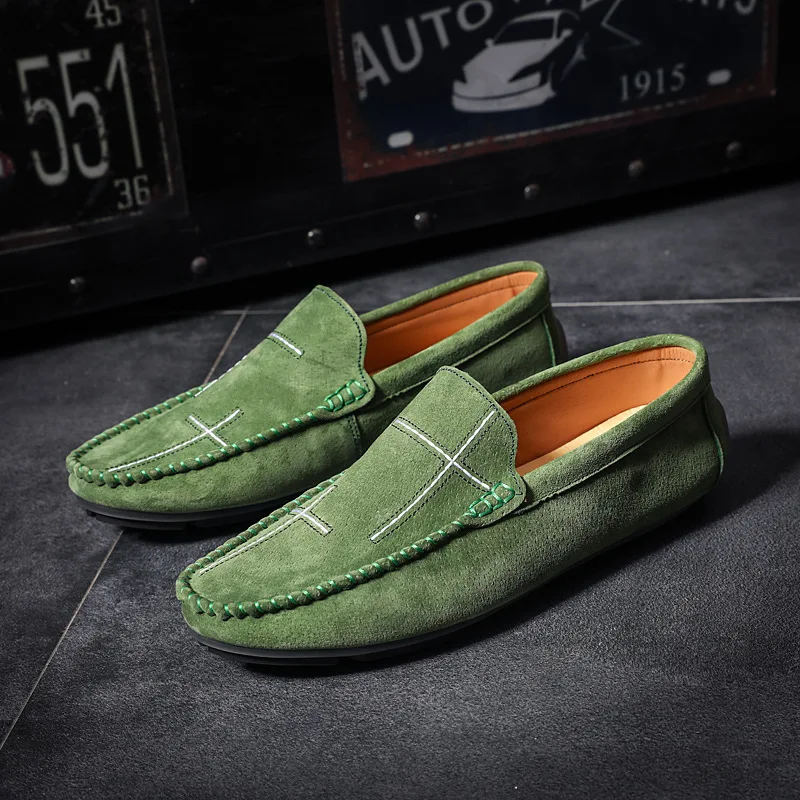 Plus Size 38-47 Leather Men's Shoes Casual Lazy Sli on Shoes for Men Soft Sole Mens Moccasins Casual Shoes ET870 (50)