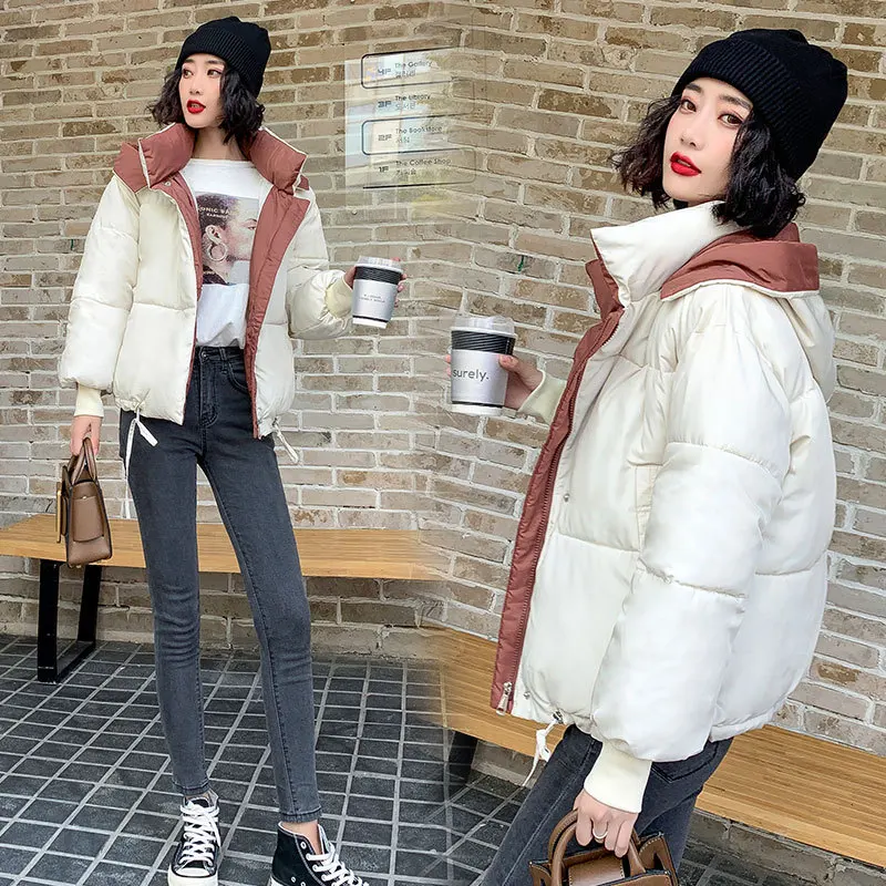 

2019 Winter New Style Hong Kong Flavor Large Size Thick down Jacket Cotton-padded Clothes Women's Loose-Fit down Coat Students S