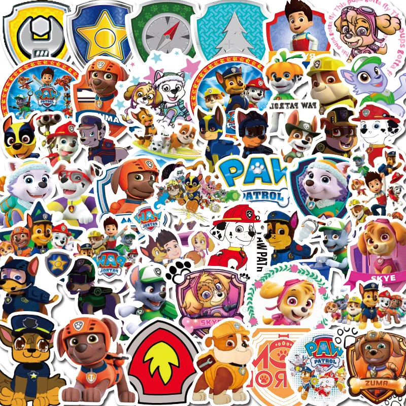 Pegatinas de PVC de la patrulla canina, pegatinas de grafiti, Estuche De Viaje, equipaje, coche, impermeables, 50 Uds.