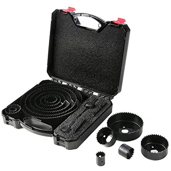 

17pcs Carbon Steel Tapper Mandrels Soft Wood Perforation Professional Installation Plate Spindle PVC Board Cutting Hole Saw Set