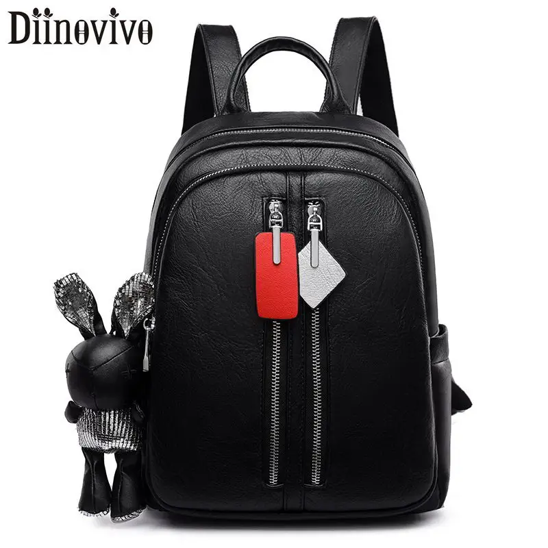 

DIINOVIVO Women Backpack Small PU Leather Bagpack Female School Shoulder Bag Rabbit Designer Travel Backpack For Girls WHDV1307