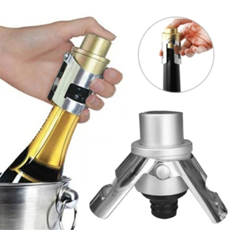 Stainless Steel Champagne Wine Bottle Stopper Portable Sealer Bar