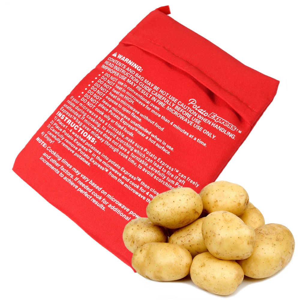 1PC Red Washable Cooker Bag Baked Potato Microwave Cooking Quick (cooks 4 potatoes at once) | Дом и сад