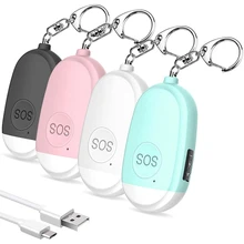 Pack de 4 alarmes personnelles de sécurité, avec lumières LED, 130db, pour femmes, filles, enfants et personnes âgées