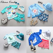 Купальный костюм с УФ-защитой для маленьких мальчиков, детский купальный костюм с длинными рукавами детская одежда для купания из 3 предметов пляжная одежда для мальчиков принт акулы, динозавра