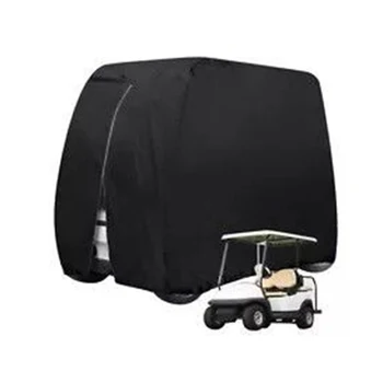

Golf Cart Cover Elastic Hem PVC Coating 4 Passenger with Storage Bag Black