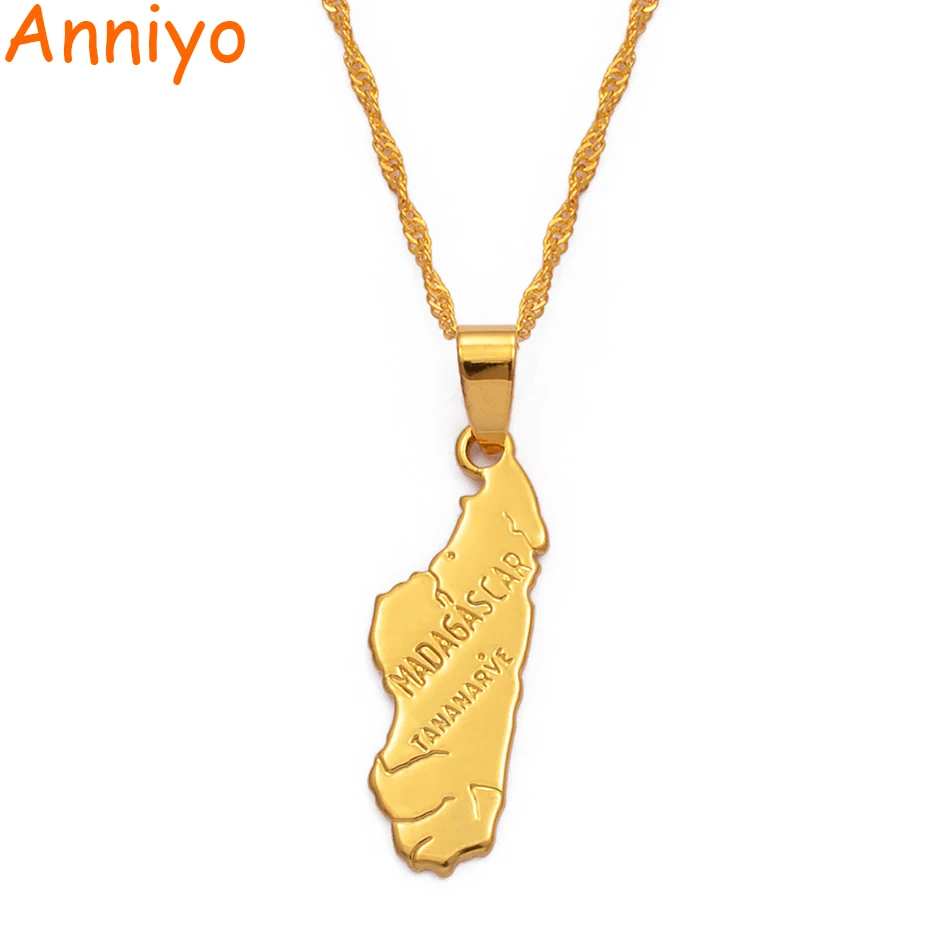Кулон Anniyo 006910 см x см/мадагаскарская карта ожерелье кулон для женщин золотой цвет