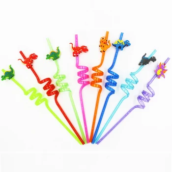 

8pcs Dinosaur Plastic Straws Fun Colorful Drinking Straw Dinosaur Party Supplies Birthday Party Decorations Kids Baby Shower