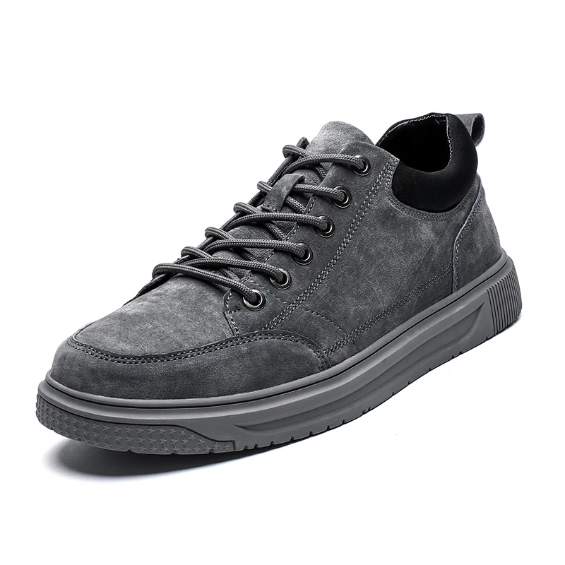 Г. Весенняя кожаная мужская обувь Мужская Уличная Повседневная обувь на шнуровке мужская обувь на толстой нескользящей подошве старинный стиль - Цвет: gray