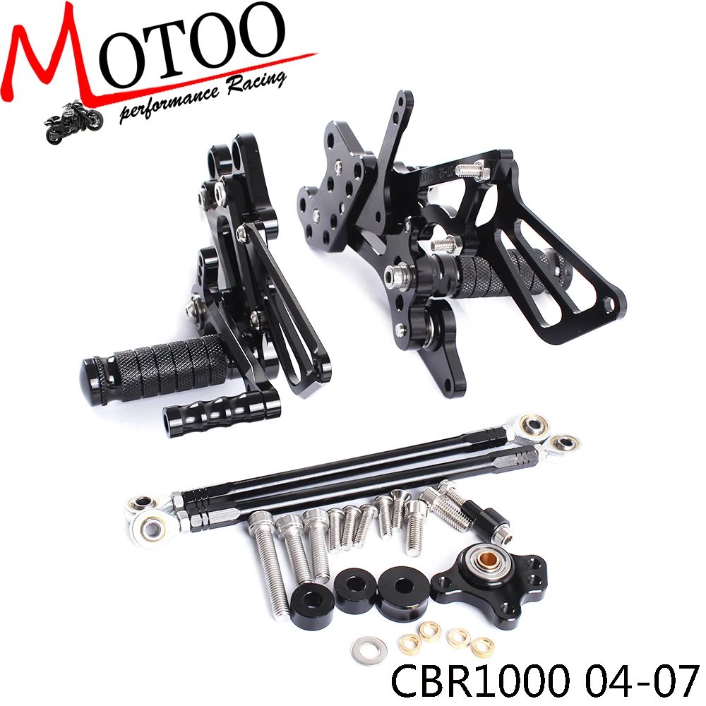 Motoo - Full CNC Aluminum Motorcycle Adjustable Rearsets Rear Sets Foot Pegs For HONDA CBR1000RR 2004-2007