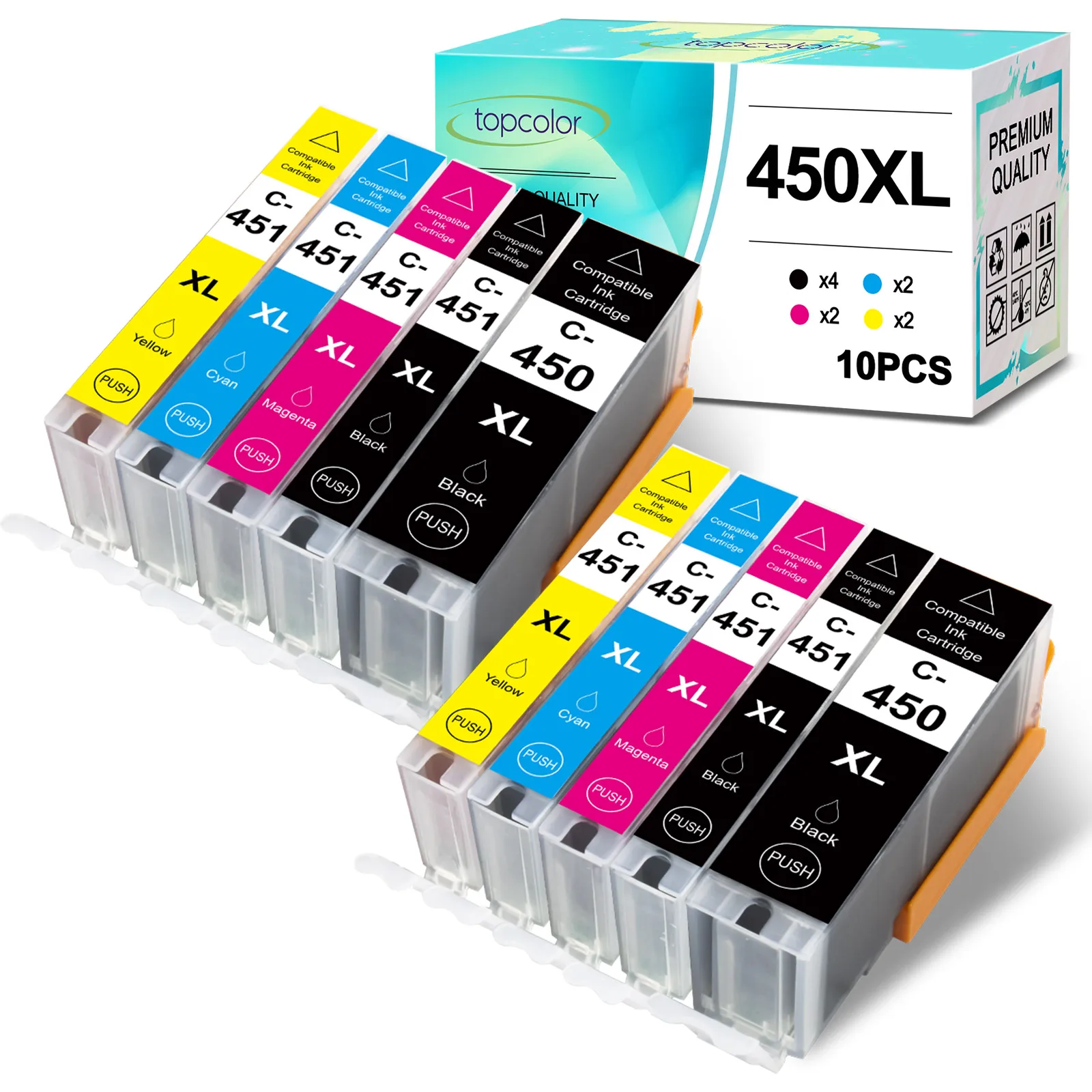 Картридж чернильный 10PK 450XL 451XL совместим с Canon PGI450 CLI451 для PIXMA MG5440 MG5540 MG5640 MG6340 MG6440