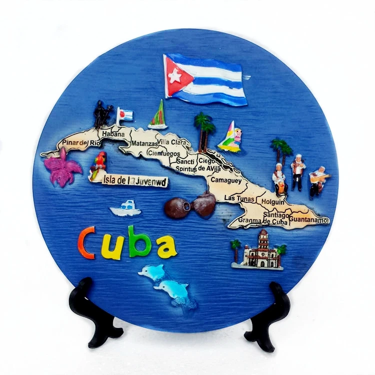 

High Quality Plato Mapa De Cuba Wall Hangings Background Walls Ornaments Resin Crafts Desktop Decor Home Decoration Gift