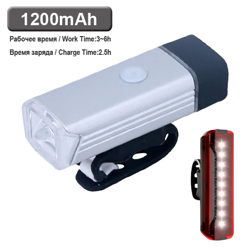 NEWBOLER велосипедный фонарь USB светодиодный перезаряжаемый набор для горного цикла Передняя Задняя фара Яркий велосипедный передний фонарь - Цвет: Silver Set