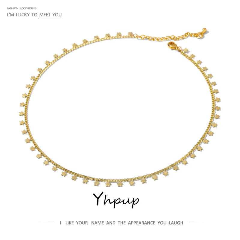 Necklace Jewelry Star-Collar Long-Chain Wedding-Gift Minimalist Yhpup Gold-Color Women