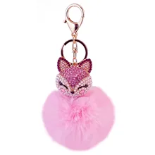 Творческий алмаз набор лиса голова Кролик Мех пушистый шар сплав брелок для девочек Сумка Орнамент металлический кулон маленькие подарки