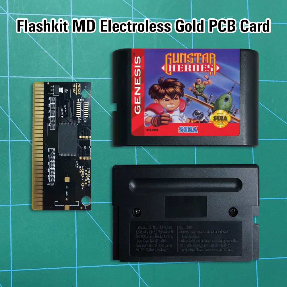Gunstar герои-Flashkit MD никелевое золото схема на основе печатной платы 16 бит MD-игры