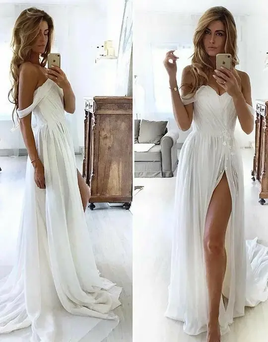 

Retro A-Line Sweetheart Chiffon Lace Wedding Dresses with Pockets Lace Up Back Side Slit Bridal Gowns for Women Custom Made