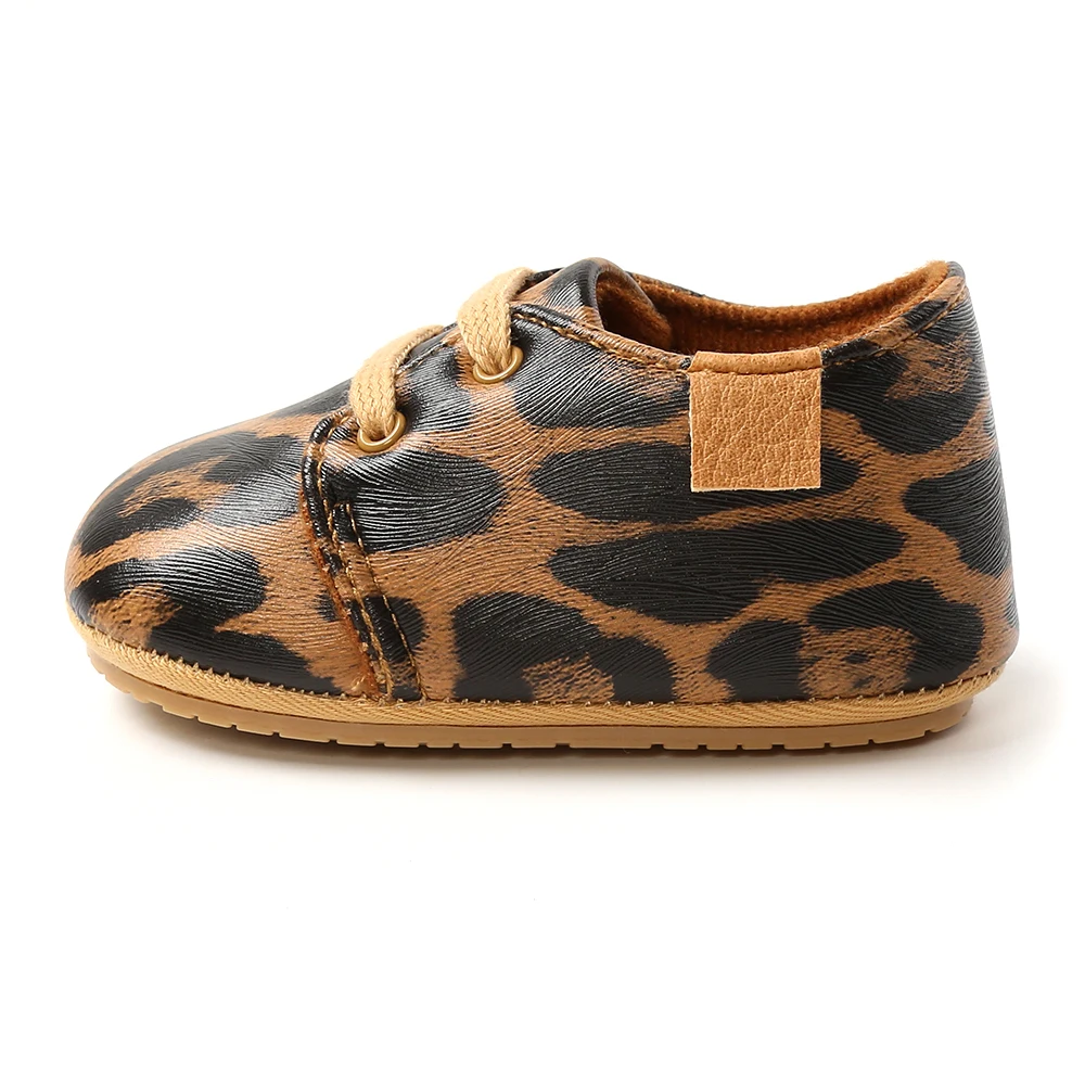 14Colors Newborn Boys PU Lace-up Shoes Baby Girls High Grade Non-slip Soft Sole Toddler Frist Waliking Shoes