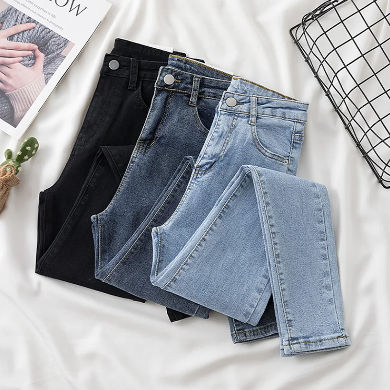 2022 Spring Skinny Jeans Woman High Waist Casual Stretch Slim Pencil Pants Female Pantalon Denim Jeans Women Trousers Plus size apple bottom jeans