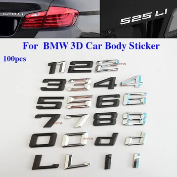 

Silvery/black 100pcs Emblem Lettering Badges Sticker Arabic Numbers Decals Badge 0 1 2 3 4 5 6 7 8 D/L/i for BMW 1 3 5 7 series