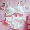 Japanese Lolita Kawaii Bow Ruffle White Underwear Set Sexy Female Cute Rabbit Ears Lingerie Women's Bra & Panties Set Bras ► Photo 1/6