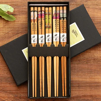 

5 Pairs Reusable Bamboo Chopsticks Set Classic Style Dishwasher Safe Gift Set For Home Hotel Restaurant Chopsitcks