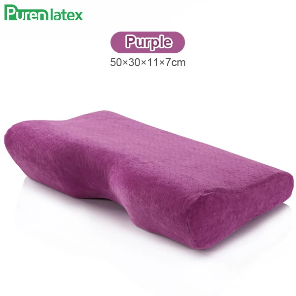 Purple1Piece Purenlatex взрослых ортопедические пены памяти средства ухода за кожей Шеи шесть магнитная подушка терапевтическая эргономичный шейного позвонка Массаж Шеи, облегчает боль в контур подушка - Цвет: Purple1Piece