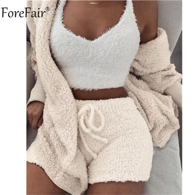 white fur two piece set