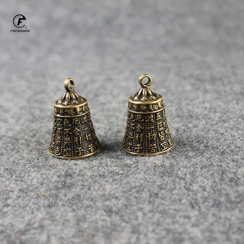 Copper Heart sutra Bell Small Ornaments Desk Feng Shui Decorations Retro Brass Keychain Pendants Home Decor for Living Room | Дом и сад