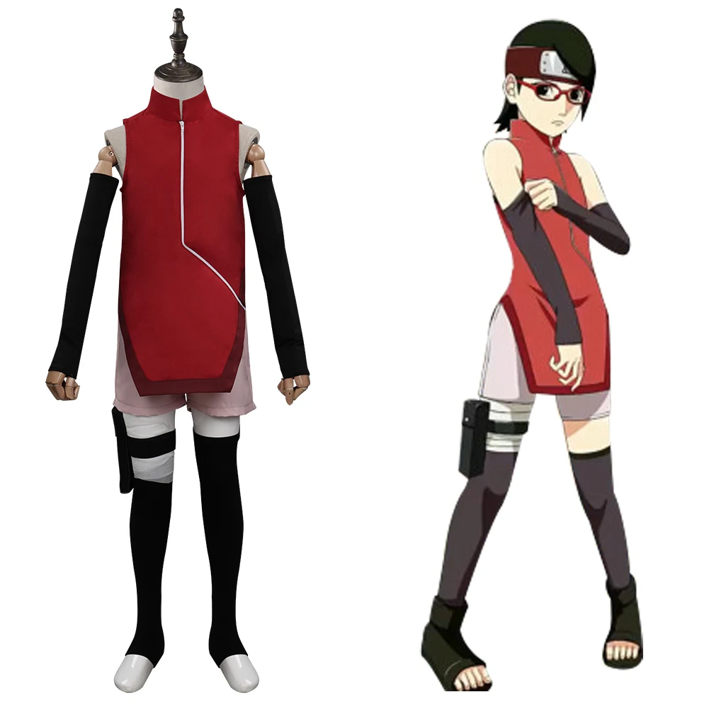 Костюм на Хэллоуин для детей Boruto Sarada Uchiha косплей костюм топ шорты полный наряд |