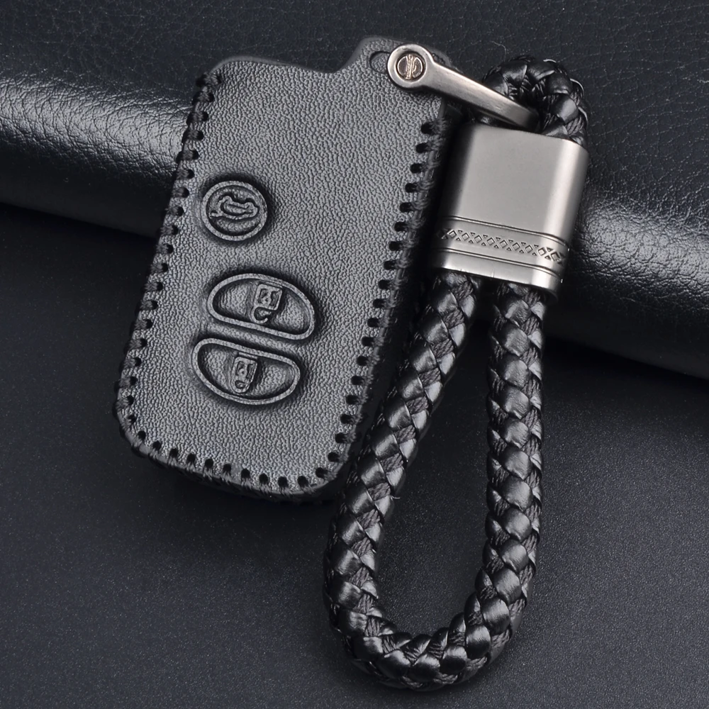 Leather Car Key Case Cover Keychain Holder For Toyota Land Cruiser Prado 150 Camry Prius Crown For Subaru Foreste XV