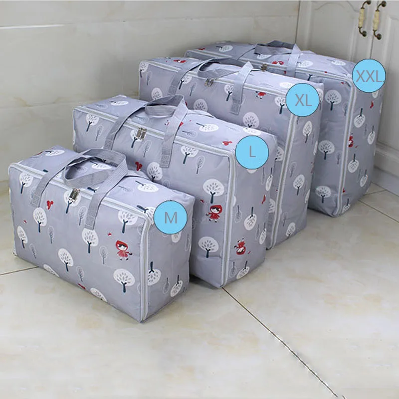 Nordic Fresh Print Anti-Dust Storage Bags Waterproof Moisture-Proof Quilt Organizer Moving Travel Luggage Bag Closet Storage Cas