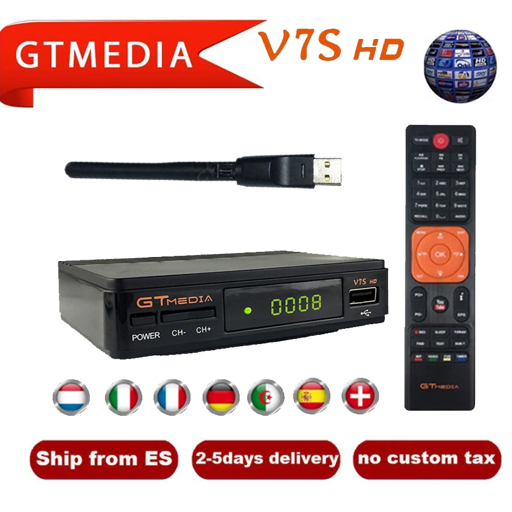Freesat V7 HD спутниковый ресивер с USB wifi Европа Cccam Cline Италия Великобритания Full HD DVB-S2/S спутниковый ТВ декодирование корабль gtmedia v7s
