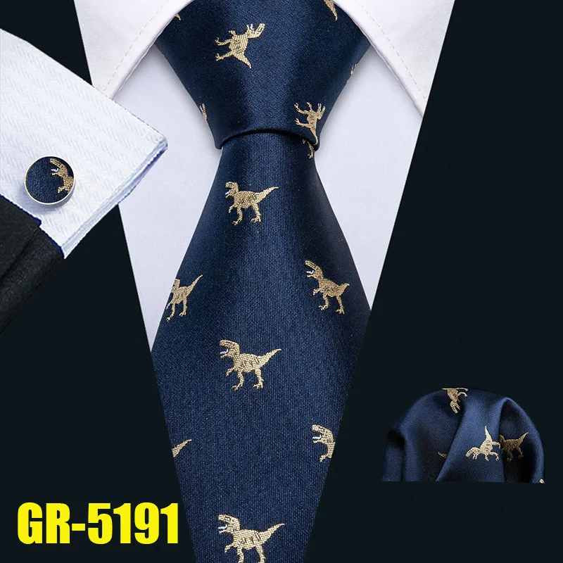 Barry.Wang 19 видов стилей мужской свадебный галстук с рисунком динозавра мужские свадебные галстуки 8,5 см галстук бизнес шелковые галстуки для мужчин GR-20 - Цвет: GR-5191