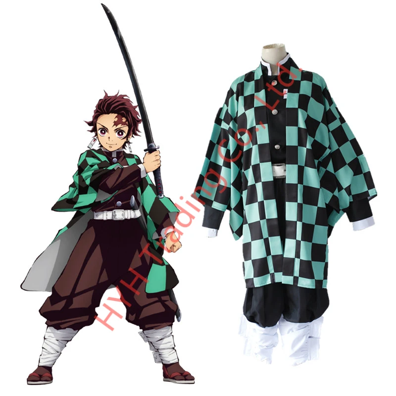 Японское аниме Demon Slayer Kimetsu no Yaiba Kamado Tanjirou карнавальный костюм мужское кимоно