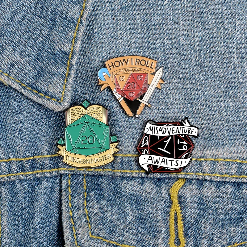 20 Face Dice Metal Enamel Brooch Fashion Personality D20 DnD Dice Game Badge Pin Cartoon Trendy Costume Backpack Jewelry Gift - Image 6