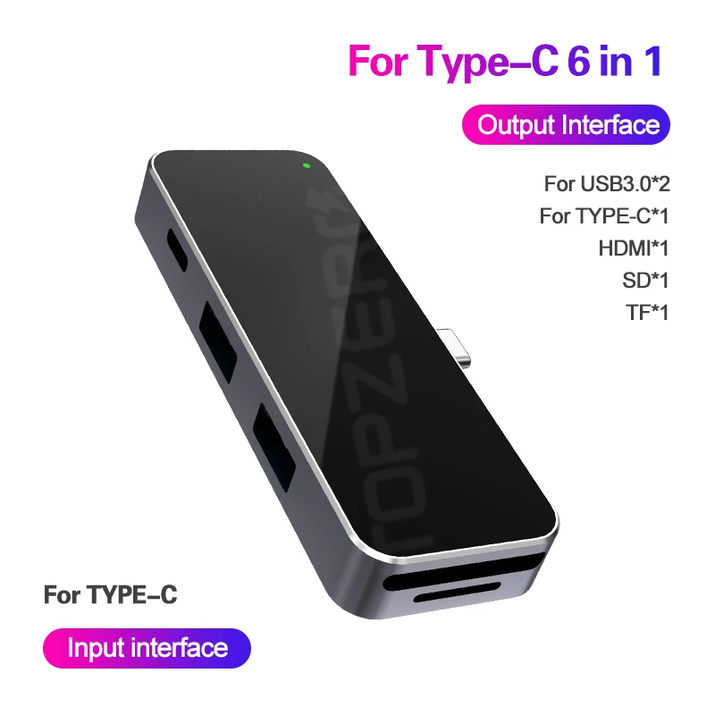 6 in 1 USB3.0 type C концентратор Мульти USB 3,0 HDMI VGA SD/TF кардридер адаптер док-станция для ноутбуков Аксессуары разветвитель порт USB 3,0 type C концентратор - Цвет: 6 in 1