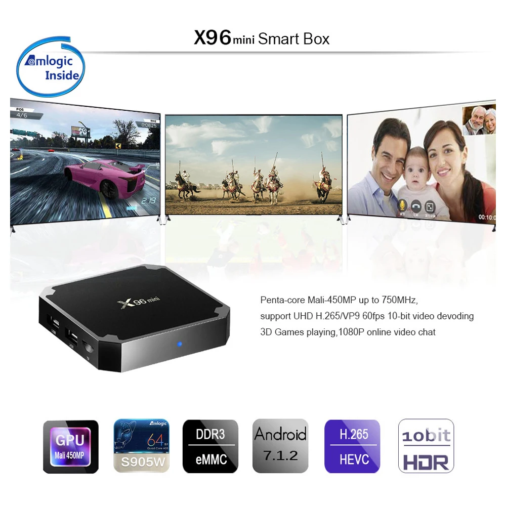 X96 Mini Android 7.1 TV BOX Network Set-Top Box Smart TV Box 2GB 16GB Amlogic S905W Quad Core 2.4GHz WiFi Android 9.0 1GB 8GB