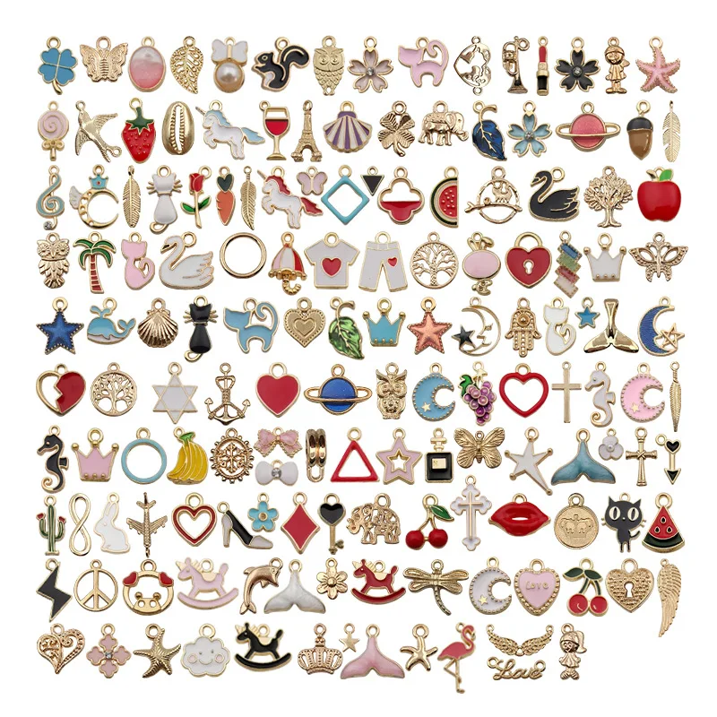 Mixed Cartoon Animal Tree Enamel Charms Beads Jewelry Making Diy Pendant Neacklace Bracelet Accessaries 10-50Pcs
