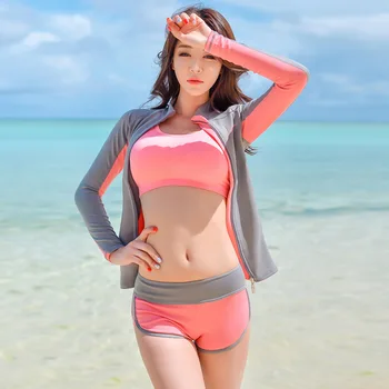 

Hot Springs Swimwear New Style Split Type UV-Protection Long Sleeve Diving Suit Three-piece Set WOMEN'S Swimsuit