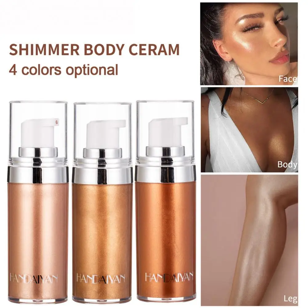 Liquid Body Highlighter Brighten Tone Quick Coloring Long-lasting Shine Brighten Glitter Shimmering Body Cream for Female face highlighter